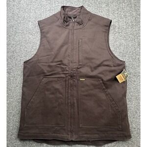 BRAHMA Canvas Work Vest Quilted Interior Brown Full Zip Men's Sz L 42-44 New